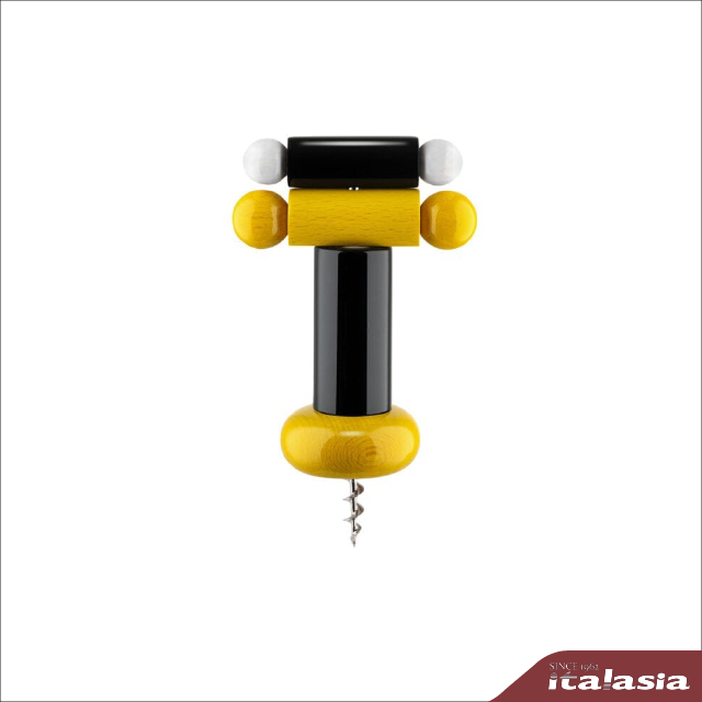 Corkscrew in beech-wood, black, yellow and white