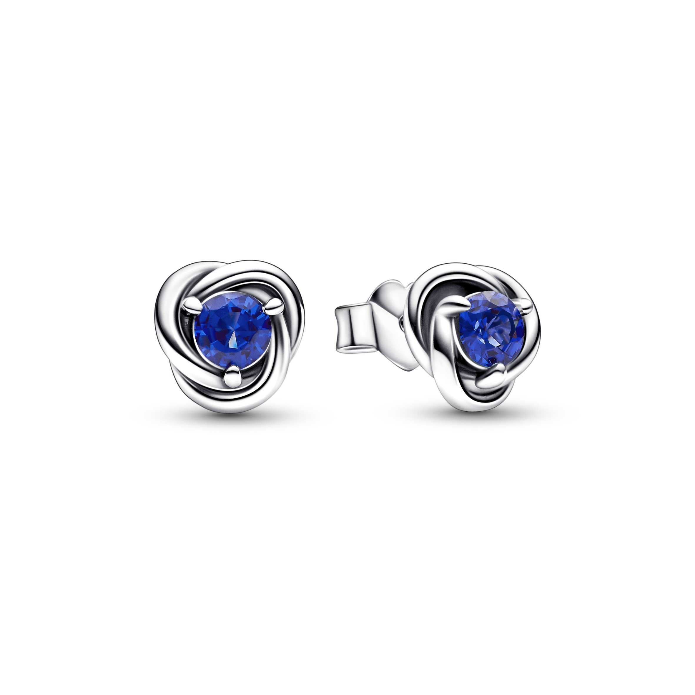 Sterling silver stud earrings with princess blue crystal
