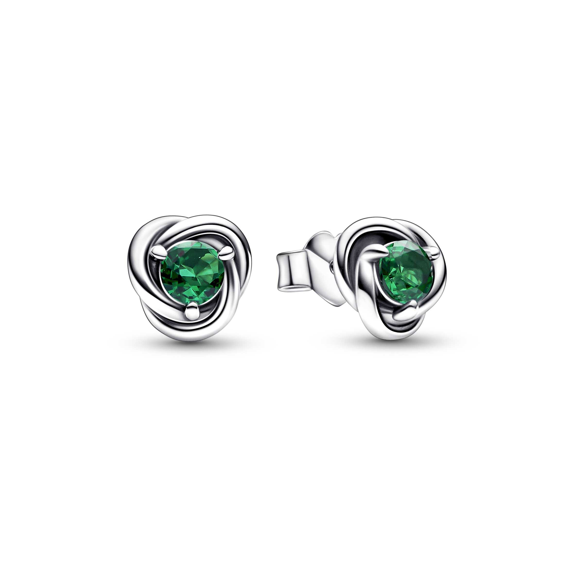 Sterling silver stud earrings with royal green crystal