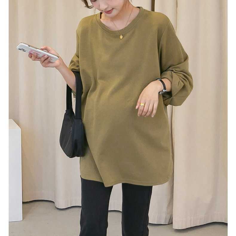 เสื้อทรง oversize ลุคคล่องตัวใส่ง่ายใส่ได้ตลอด แบบเรียบเก๋น่ารักมากๆ - สีเขียวขี้ม้า