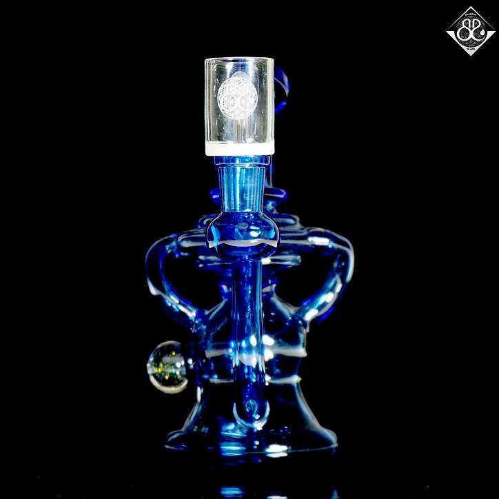 8.5Inches Blue Recycler Rig with Marble