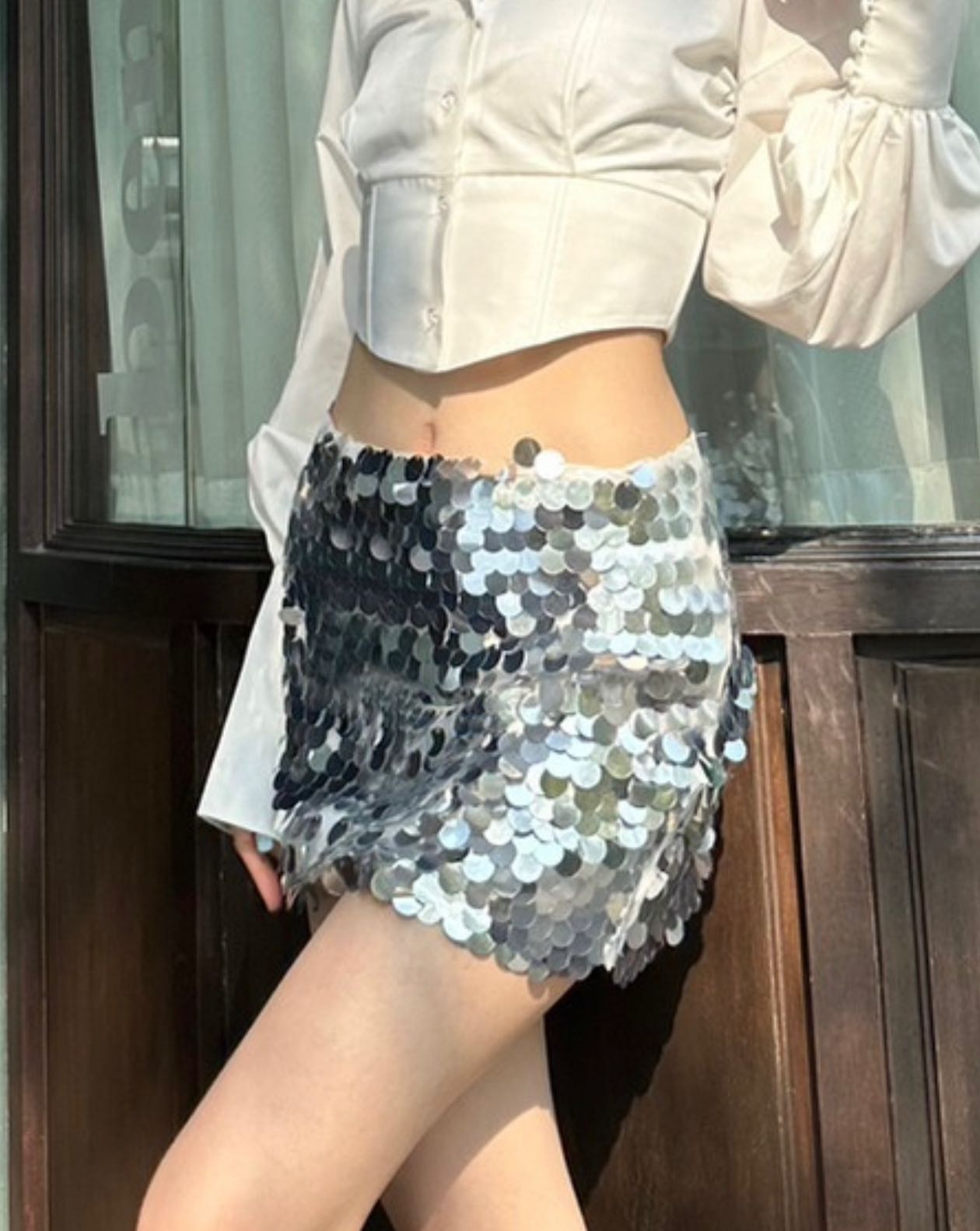 O.D.C. - Silver glitter mini skirt