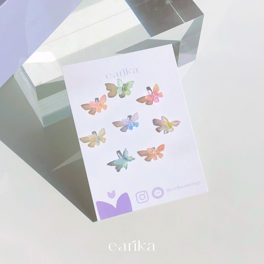 earika.earrings - wild butterfly set เซ็ตต่างหูผีเสื้อก้านเงินแท้ ผิวแพ้ง่ายใส่ได้