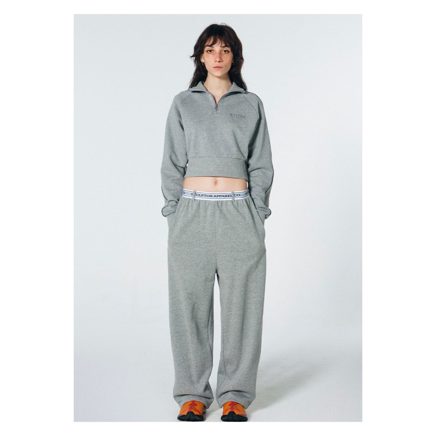 (PRE,รวมส่ง) Classic Logo Tape Sweat Pants Melange Gray /SCULPTOR 