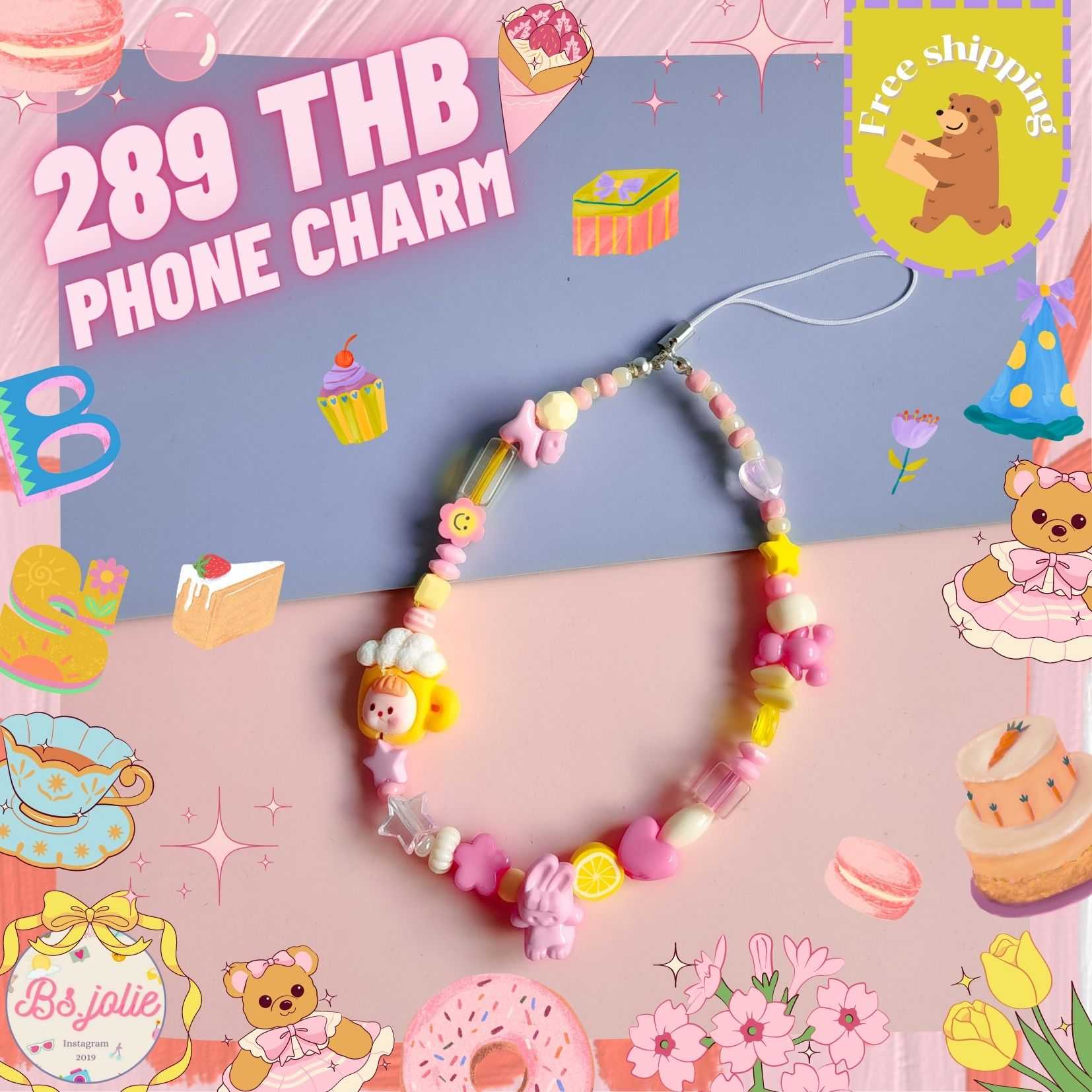 Phone charm จี้น้องกระต่ายชมพู