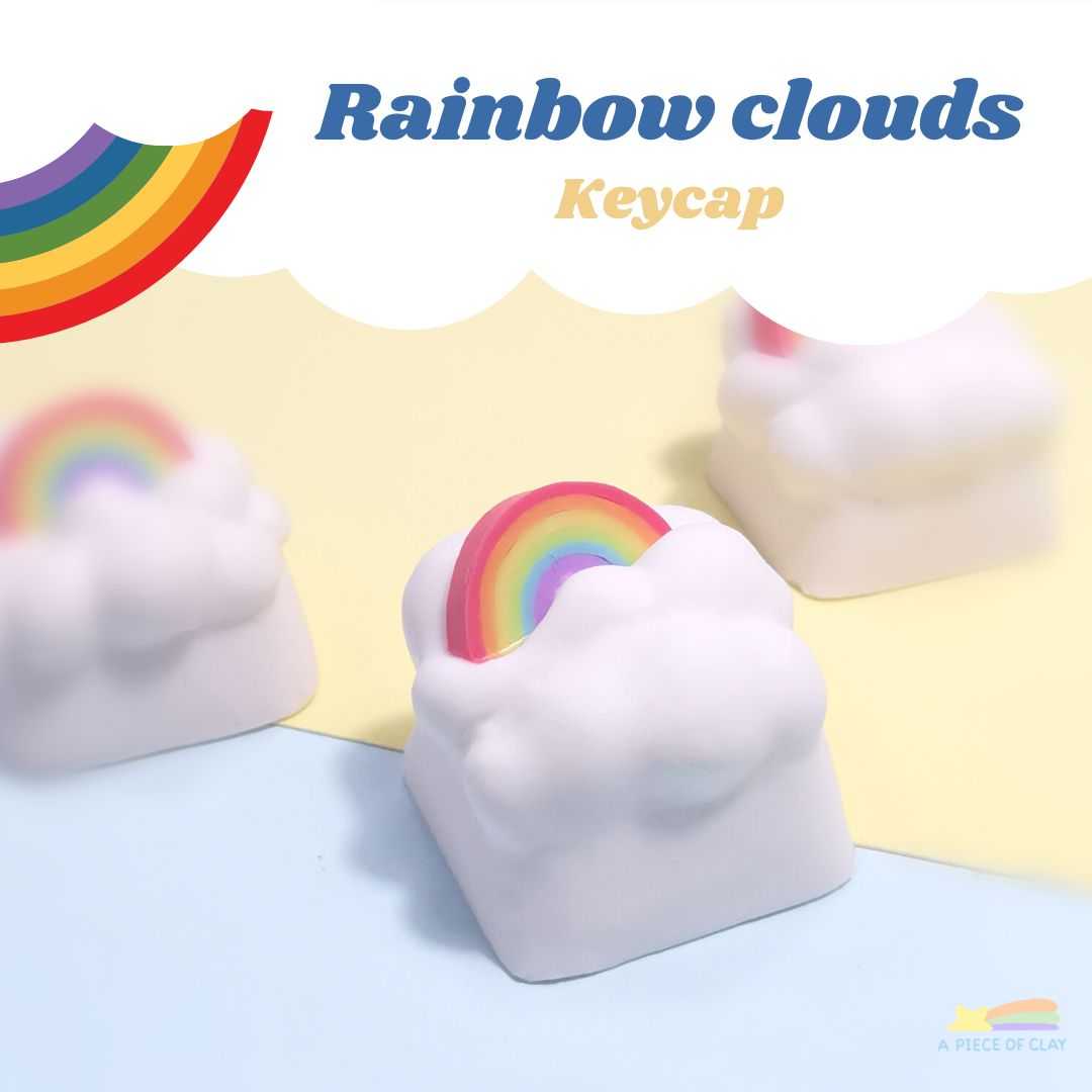Rainbow clouds keycap handmade [made to order]