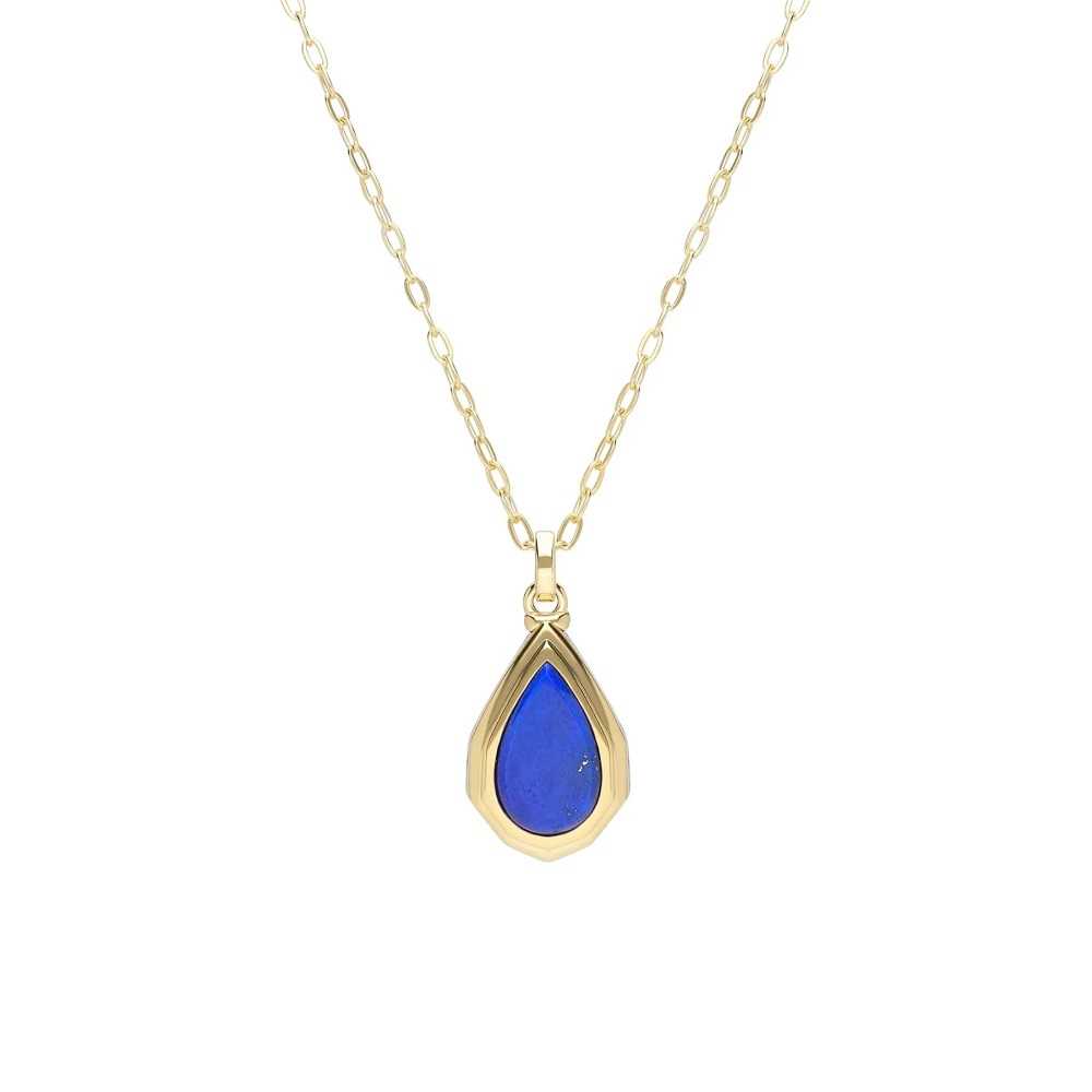 สร้อยพร้อมจี้ล็อกเก็ตเงิน 925 Sterling Silver ประดับลาพิส ลาซูลี (Lapis Lazuli) ดีไซน์ทรงหยดน้ำ