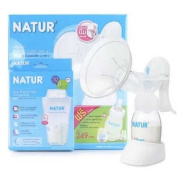 เครื่องปั้มนมแม่ แบบคันโยก เนเจอร์!! แถมฟรีถุงเก็บ+ขวดนม+อะไหล่สำรอง