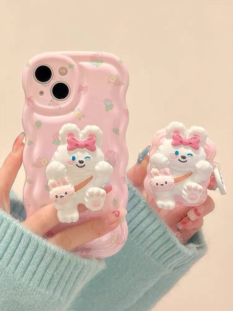 สอบถามก่อนกดสั่ง เคสขอบหยัก เคสกระต่าย เคสสีชมพู holder griptok ไอริง เคสไอโฟน เคสiPhone เคสAirPods