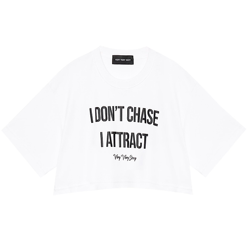 DXMN VERY VERY SEXY i don't chase i attract Oversized Crop Tee