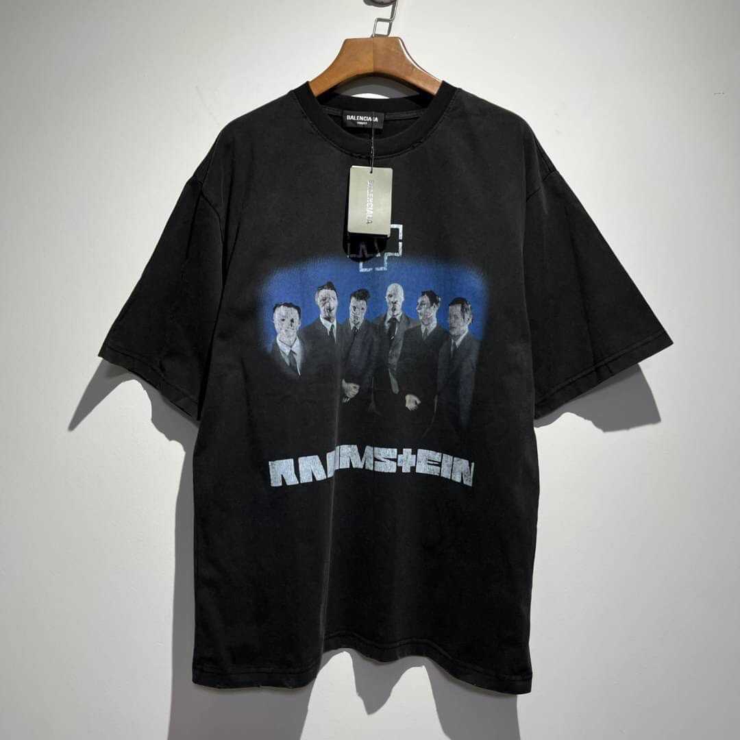 BALENCIAGA X RAMMSTEIN EDITION BOXY PRINTED VINTAGE JERSEY T-SHIRT IN BLACK