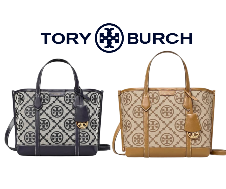 Tory Burch Perry Monogram Jacquard Small Triple Compartment Tote