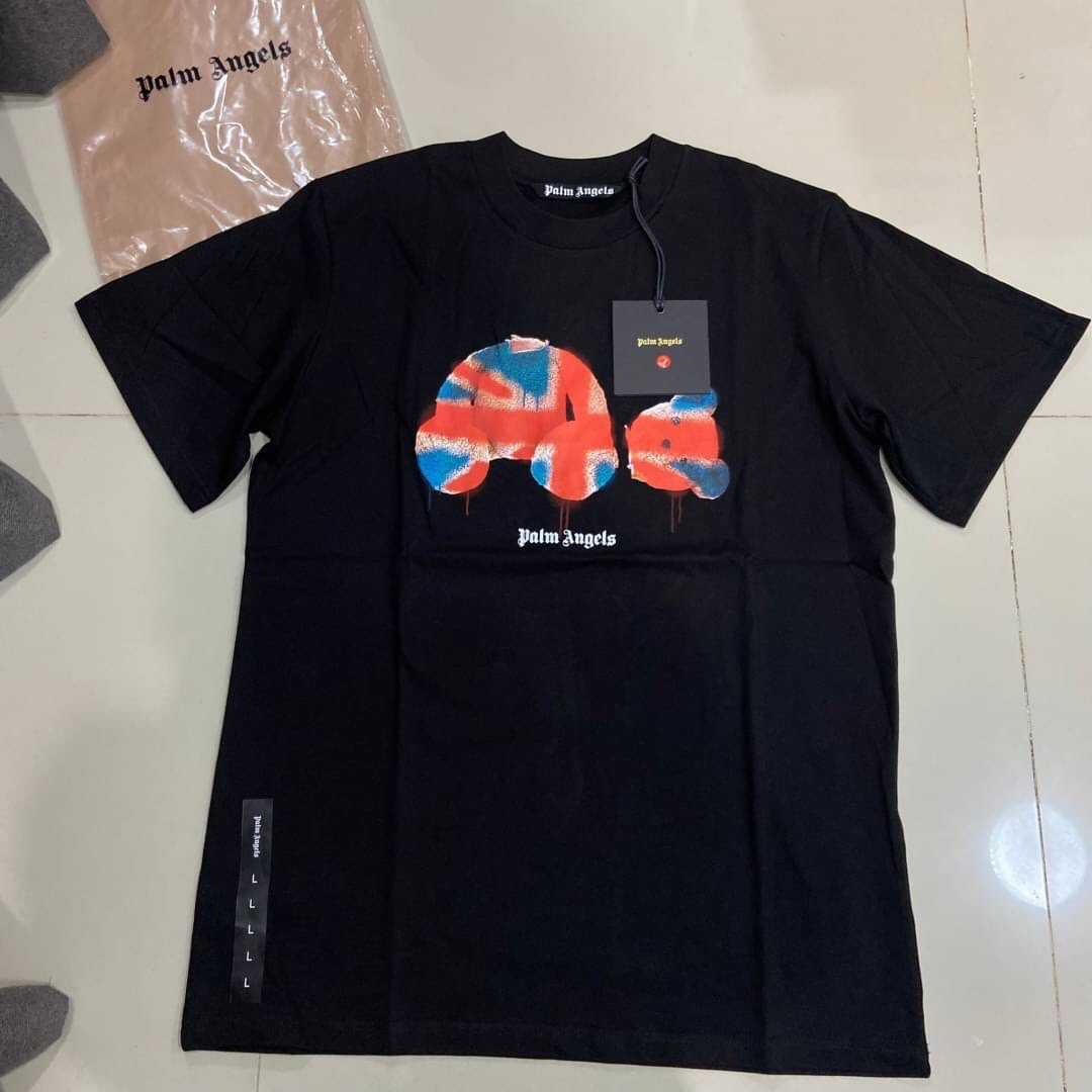 PALM ANGELS UNION JACK KILL THE BEAR COTTON PRINT T-SHIRT เสื้อยืดคอกลมแขนสั้น แบรนด์ปาล์มแองเจิล