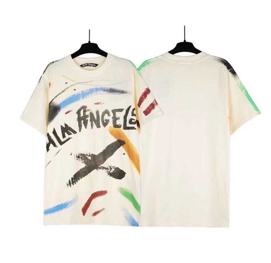 PALM ANGELS BRUSH STROKES CLASSIC TEE เสื้อยืดคอกลมแขนสั้น แบรนด์ปาล์มแองเจิล