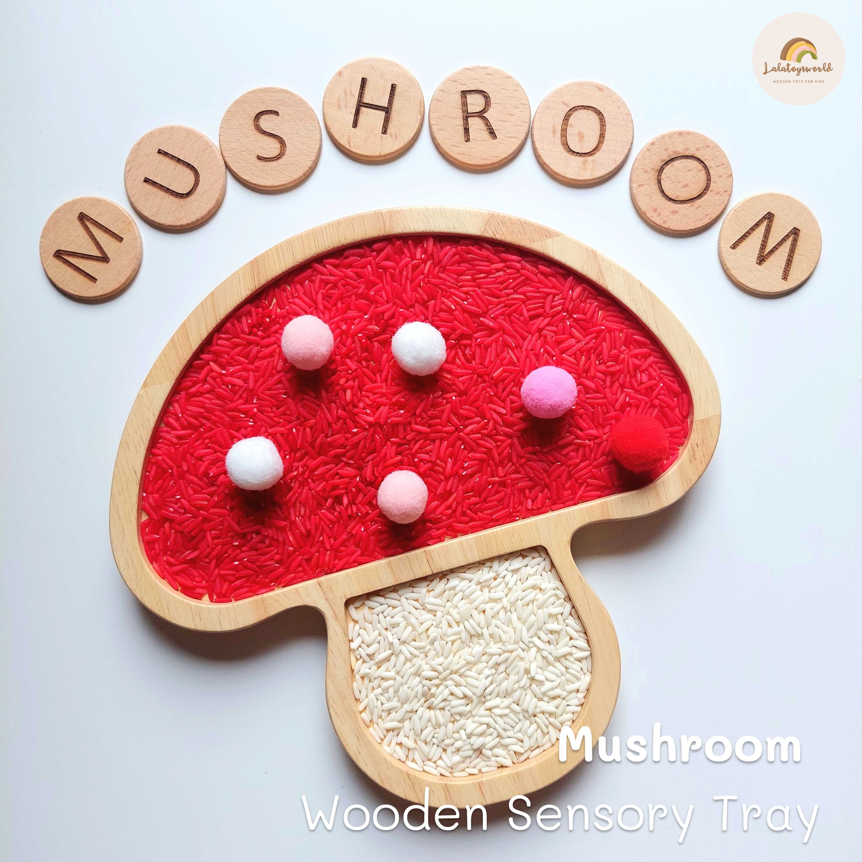 Mushroom Wooden Sensory Tray