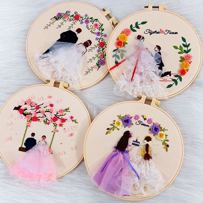 ชุดปักลายผู้หญิงผู้ชายแต่งงาน ขนาด 20cm Married Couple Collection DIY Embroidery Kit 20cm