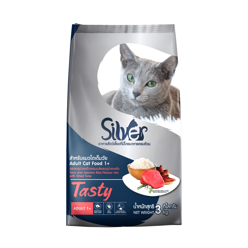 Flash Sale | Silver Tasty  3 KG แถมอาหารแมวเปียกมูส 2 ซอง