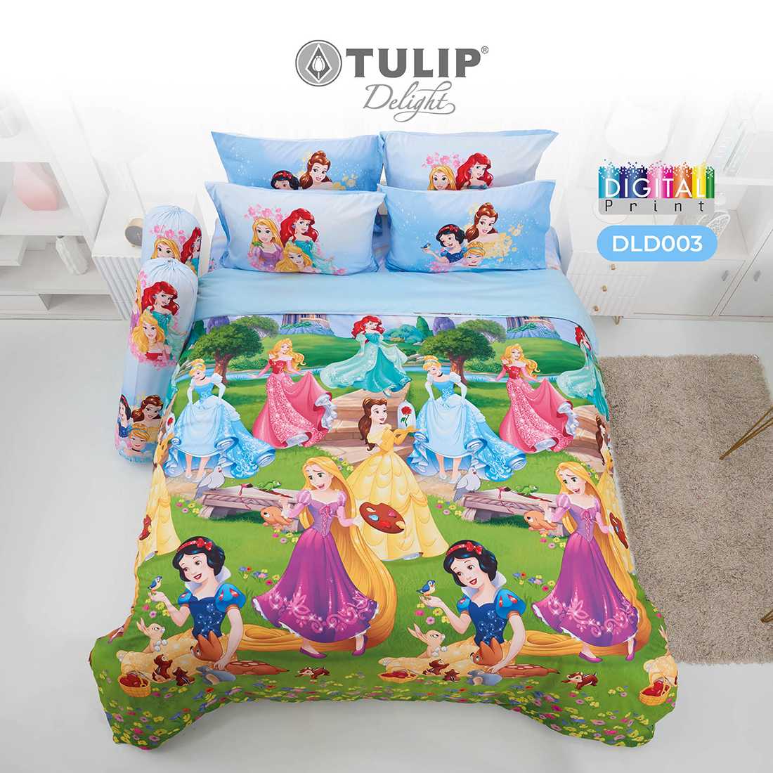 ชุดเครื่องนอนดิจิตอลปริ้นท์  Disney Pincess รวมเจ้าหญิง DLD003