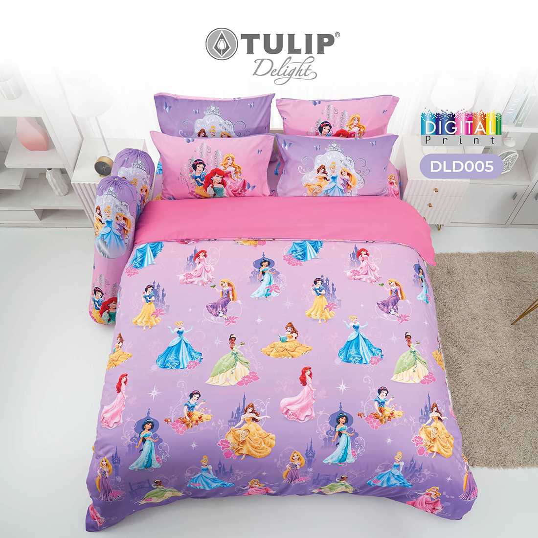 ชุดเครื่องนอนดิจิตอลปริ้นท์ Disney Pincess รวมเจ้าหญิง DLD005