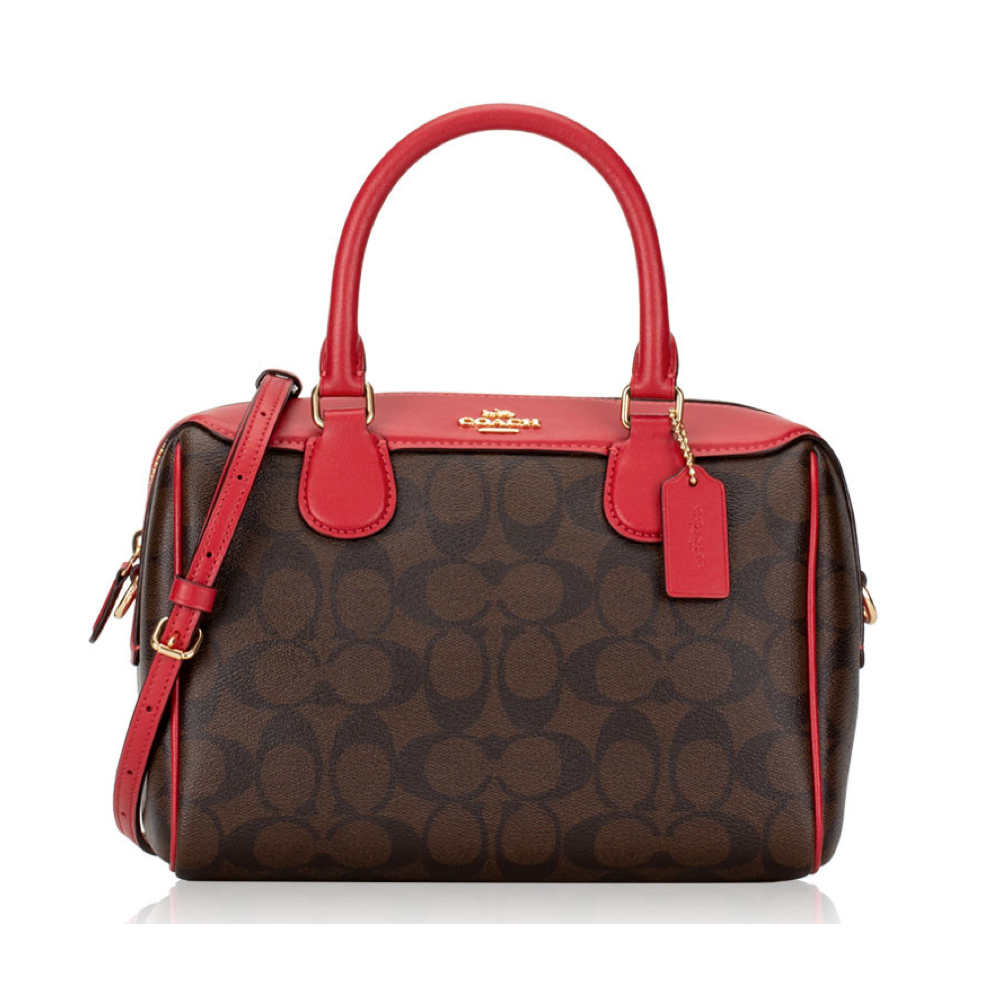 COACH แท้ Coach 36702 SIGNATURE BENNETT SATCHEL True Red