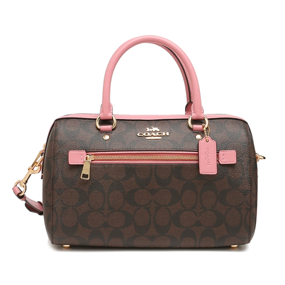 COACH แท้ COACH 83607 ROWAN SATCHEL IN SIGNATURE CANVAS Shell Pink