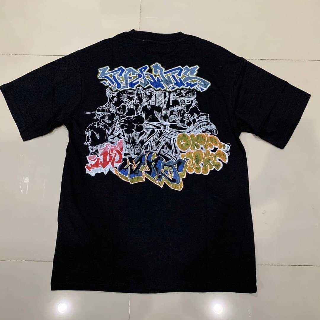 OFF-WHITE GRAFF PUPP WHITE EMBROIDERED COTTON T-SHIRT เสื้อยืดคอกลมแขนสั้น ออฟไวท์ ปักตัวหนังสือ WHT