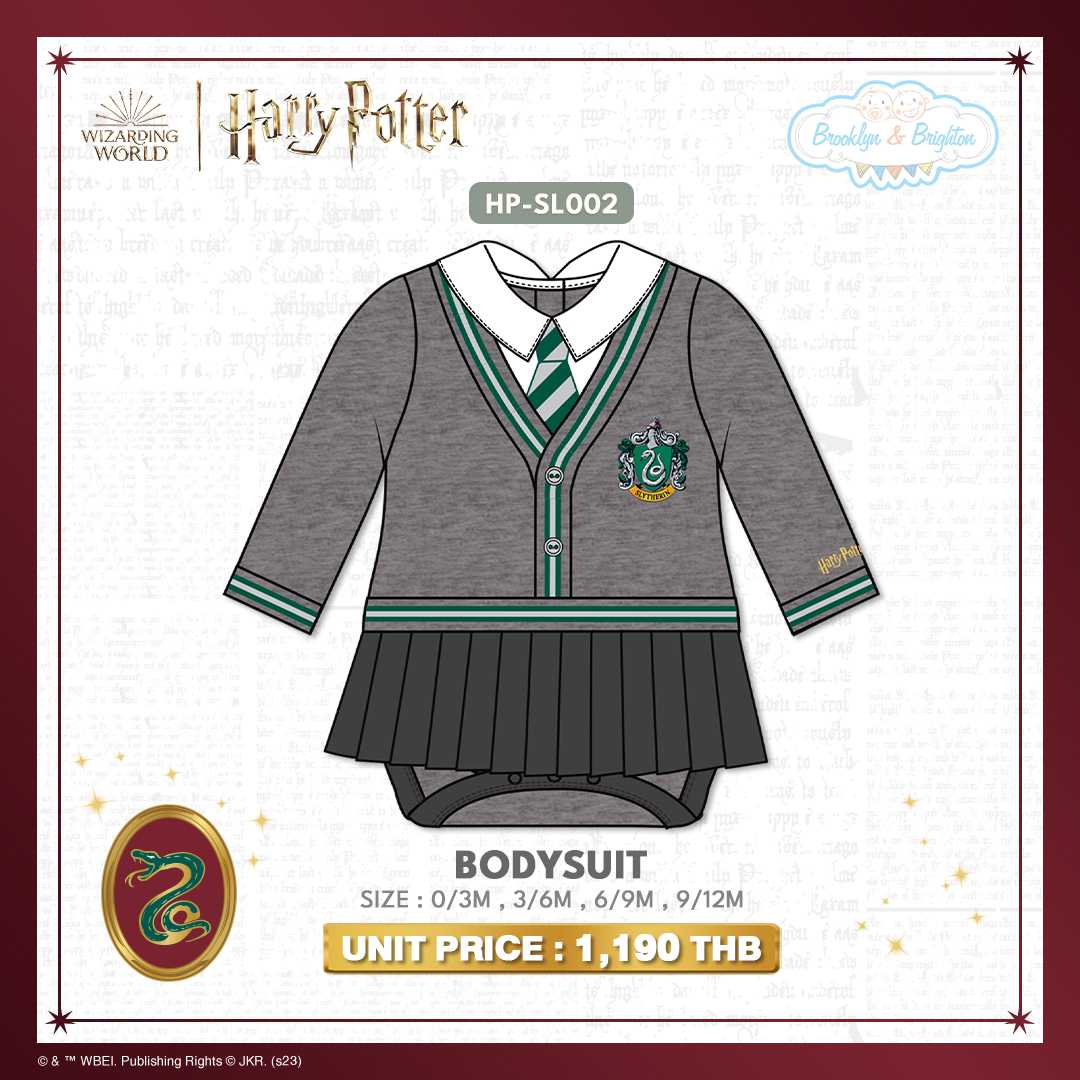 Harry Potter -Slytherin Bodysuit Girl - HP-SL002 - บอดี้สูทเด็กหญิงแฮร์รี่ พอตเตอร์ ขายดีตลอดกาล