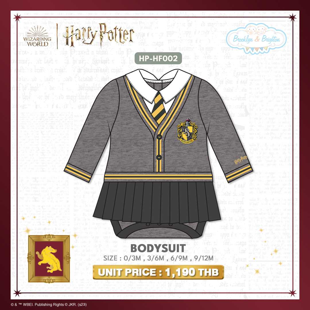 Harry Potter - Hufflepuff Bodysuit Girl - HP-HF002 - บอดี้สูทเด็กหญิงแฮร์รี่ พอตเตอร์ ขายดีตลอดกาล