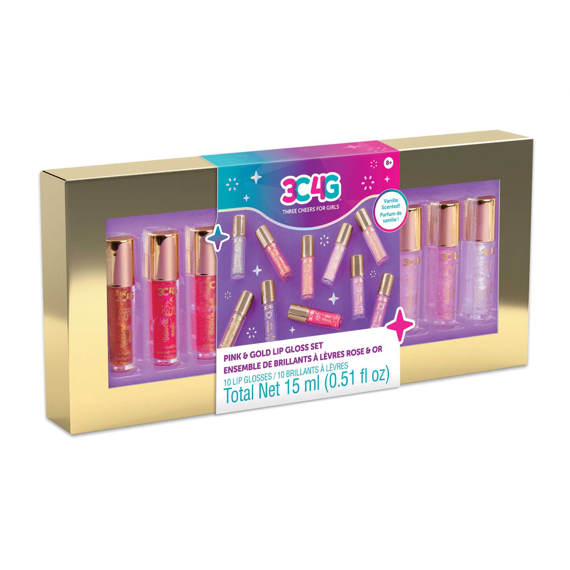 3C4G  Pink & Gold 10 Pk Lip Gloss Set