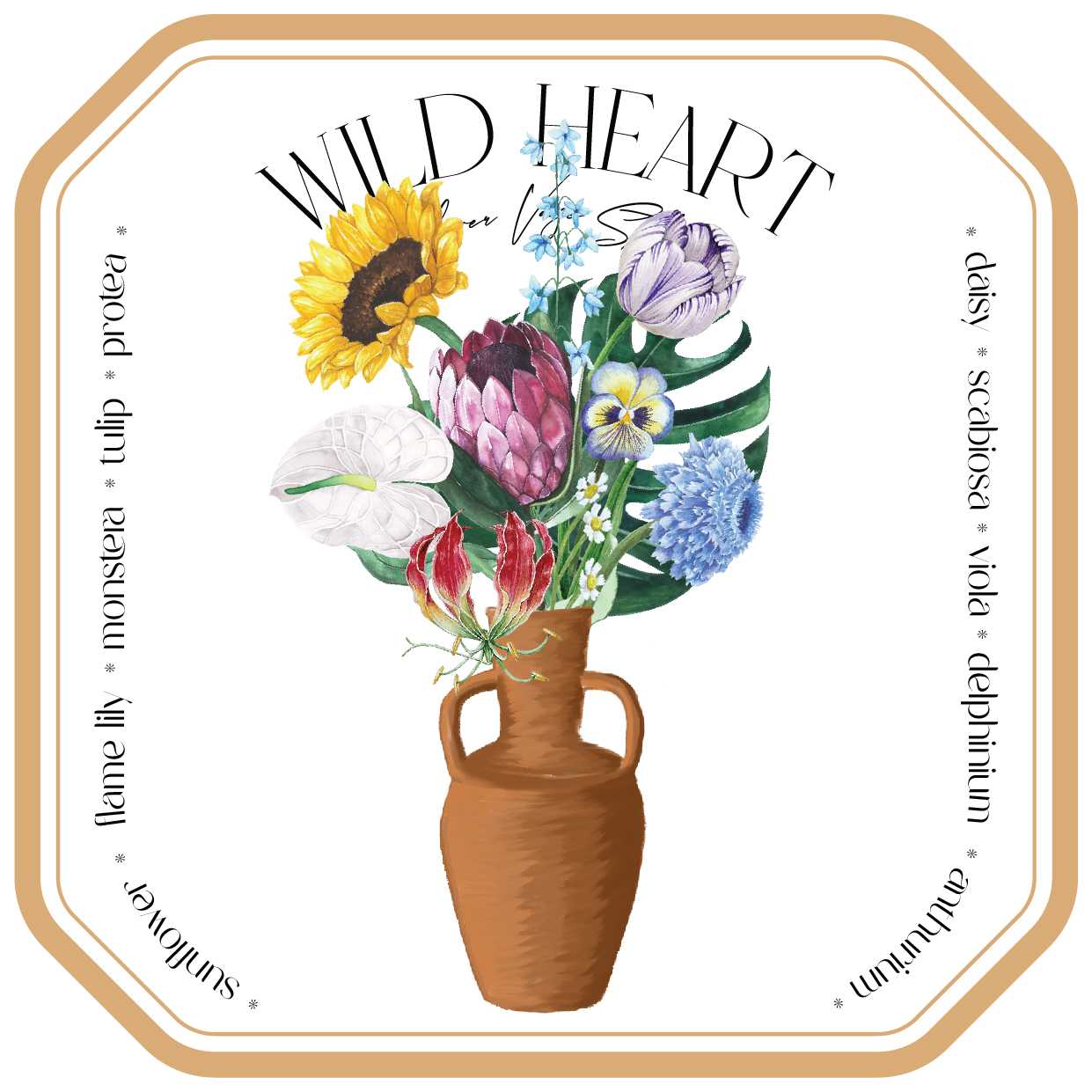 ttq flower vase sticker set - wild heart