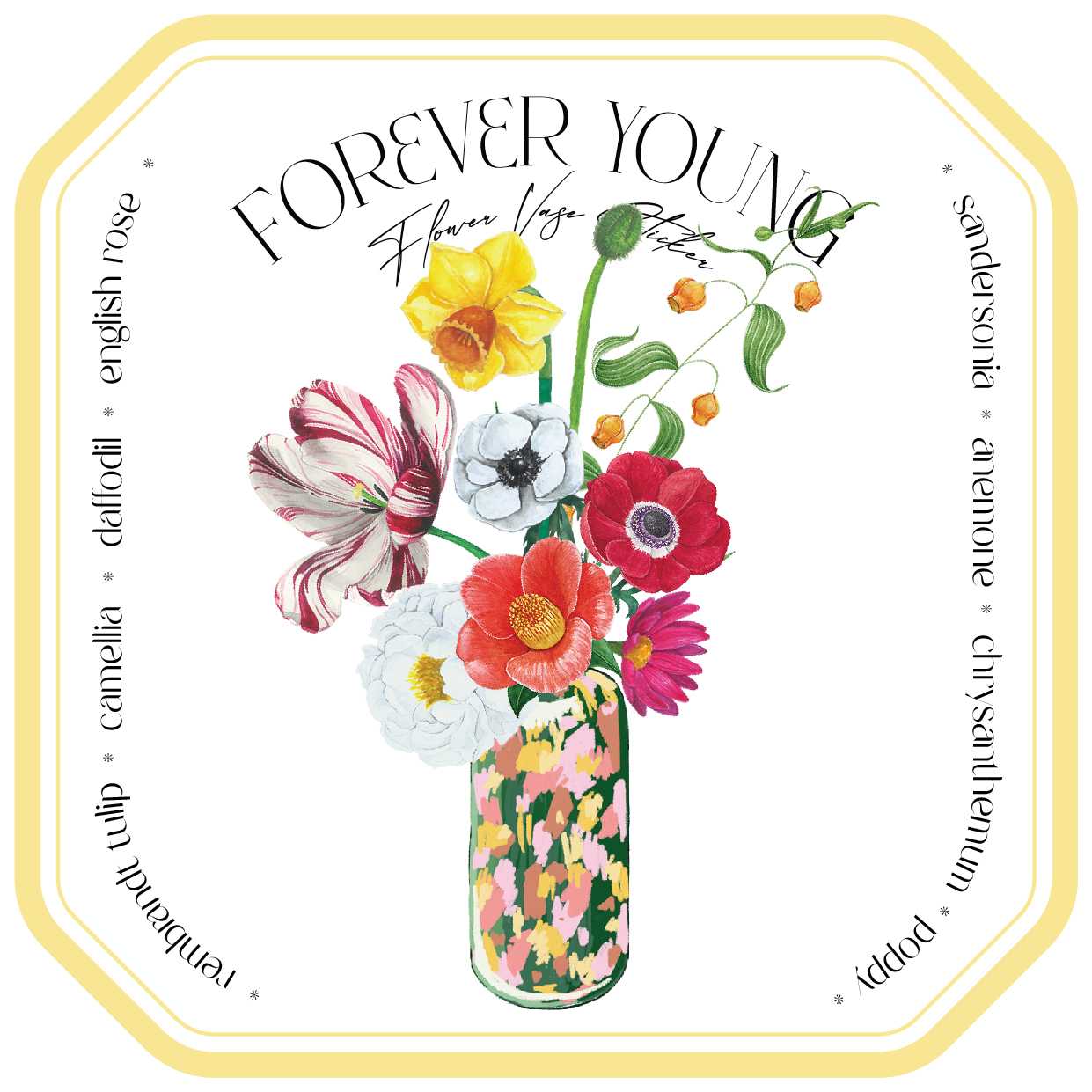 ttq flower vase sticker set - forever young