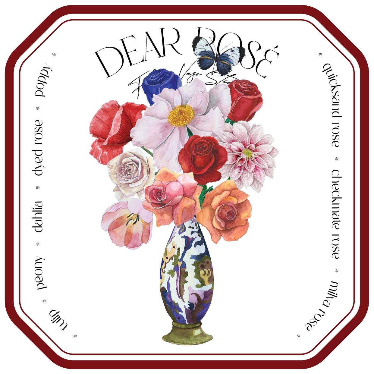 ttq flower vase sticker set - dear  rosé