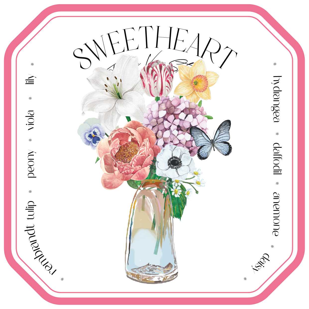 ttq flower vase sticker set - sweetheart