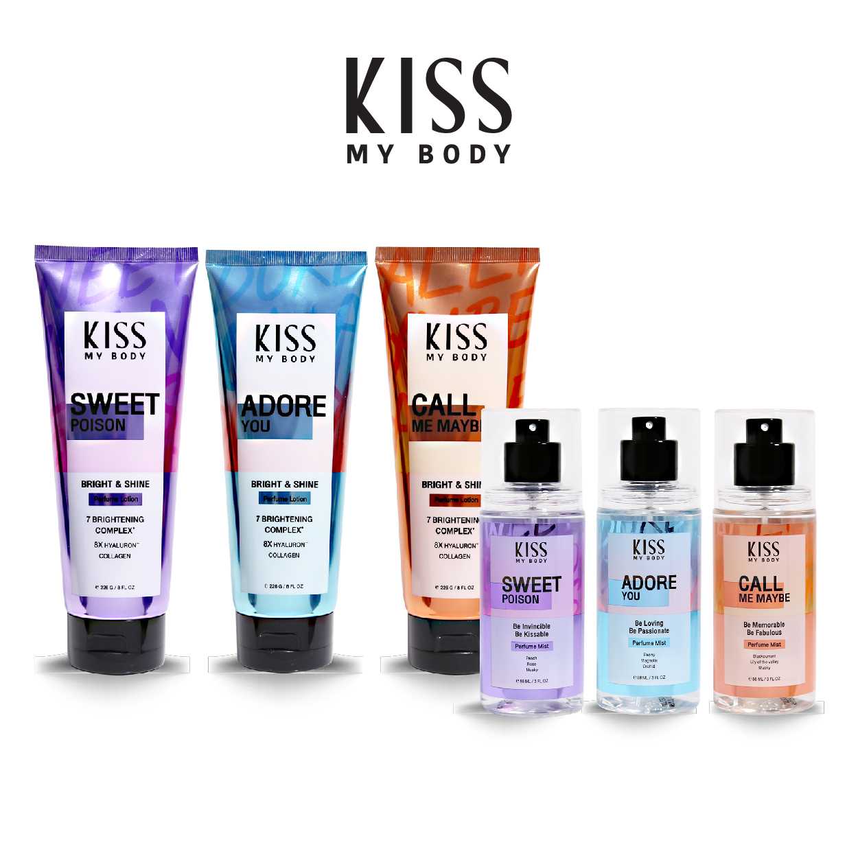 【ซื้อคู่สุดคุ้ม】Kiss My Body Bright & Shine Perfume Set 226 g