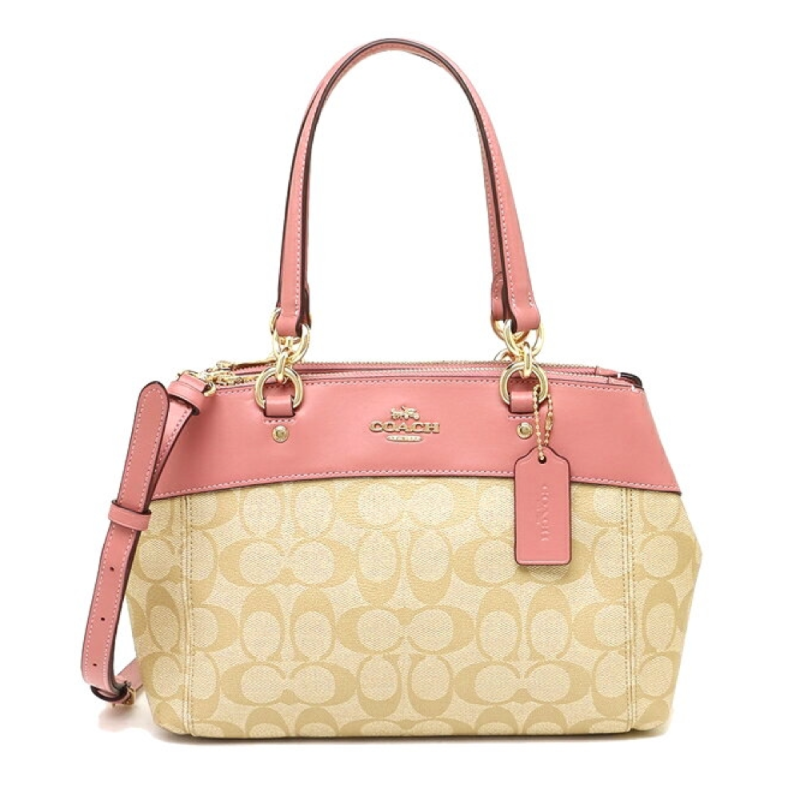 COACH แท้ COACH 25396 LARGE BROOKE CARRYALL IN SIGNATURE COATED CANVAS Vintage Pink