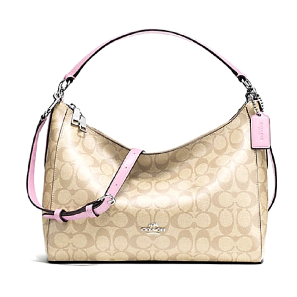 COACH แท้ COACH 34899 SIGNATURE CELESTE CONVERTIBLE HOBO BAG Petal