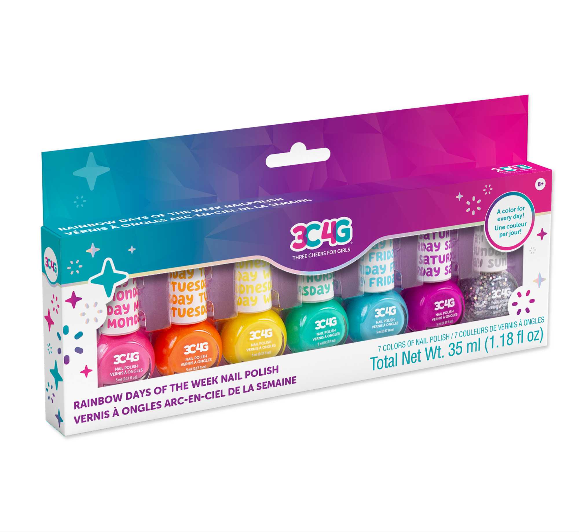 3C4G  Rainbow Bright Nail Polish 7 Pk : Days Of The Week