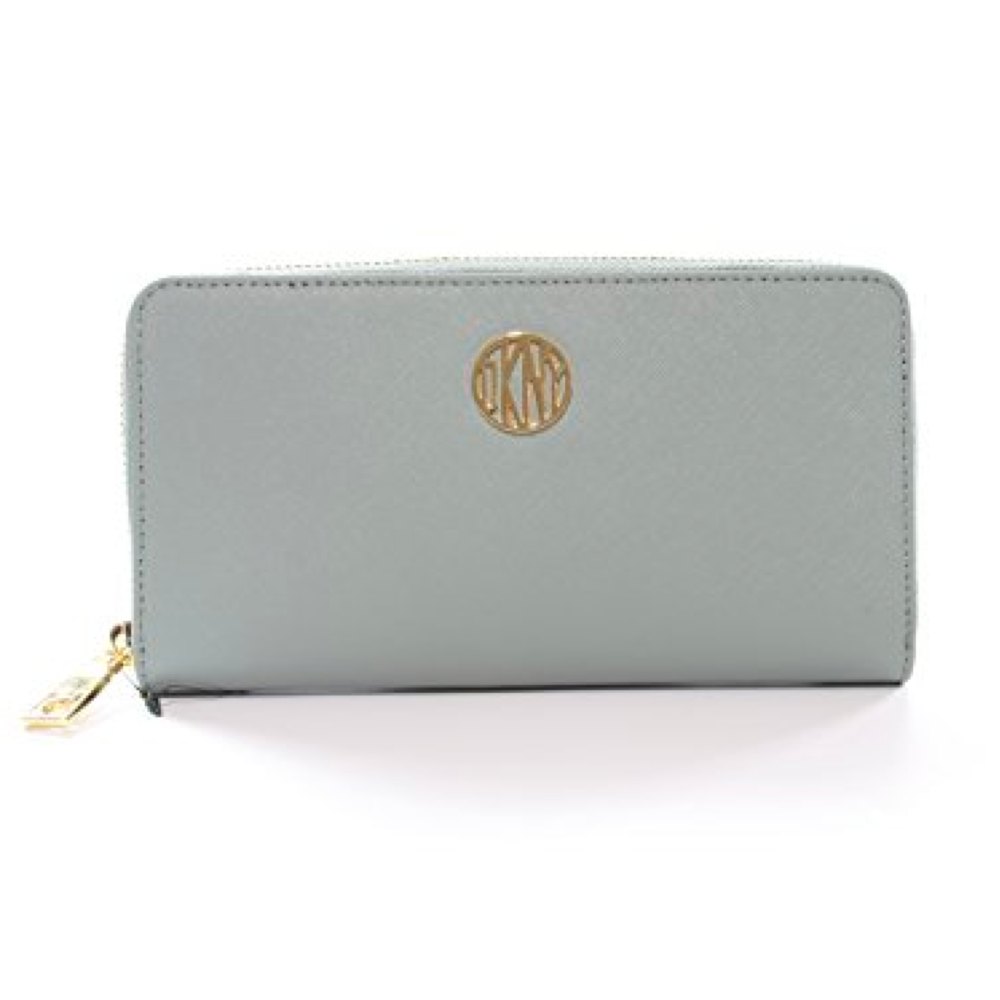 DKNY แท้ DKNY Bryant Park Saffiano Leather Zip Around Wallet Grey