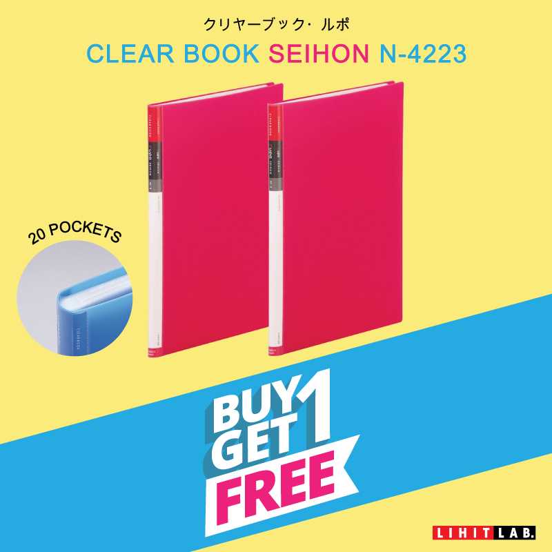 ซื้อ 1 แถม 1 !!! LIHIT Clear Holder Seihon A4 (แฟ้มโชว์เอกสาร 20 ซอง) N-4223
