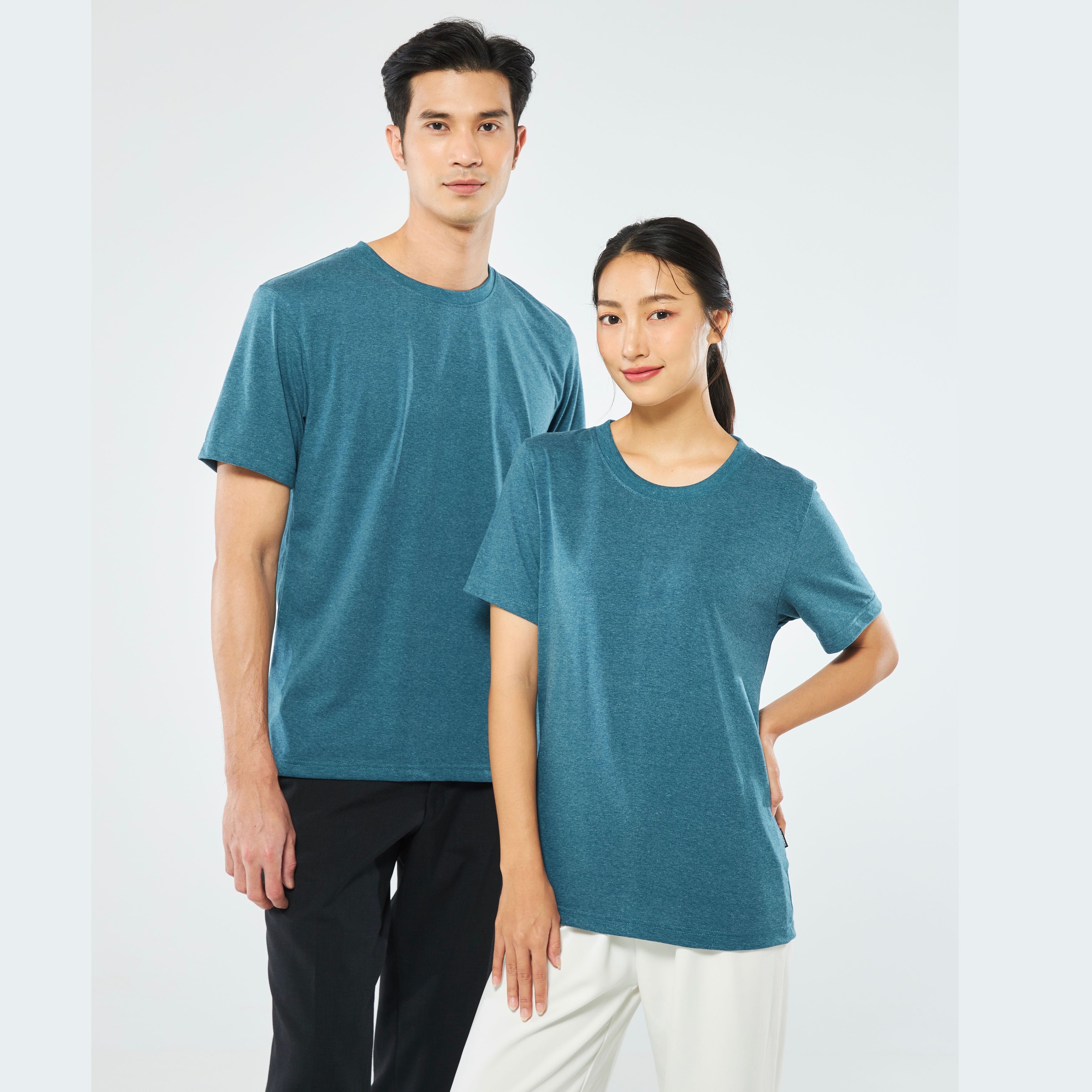 Yuedpao ไม่ย้วย ไม่ต้องรีด รุ่น Ultra Soft Non-Iron  คอกลม_สีฟ้าทะเล