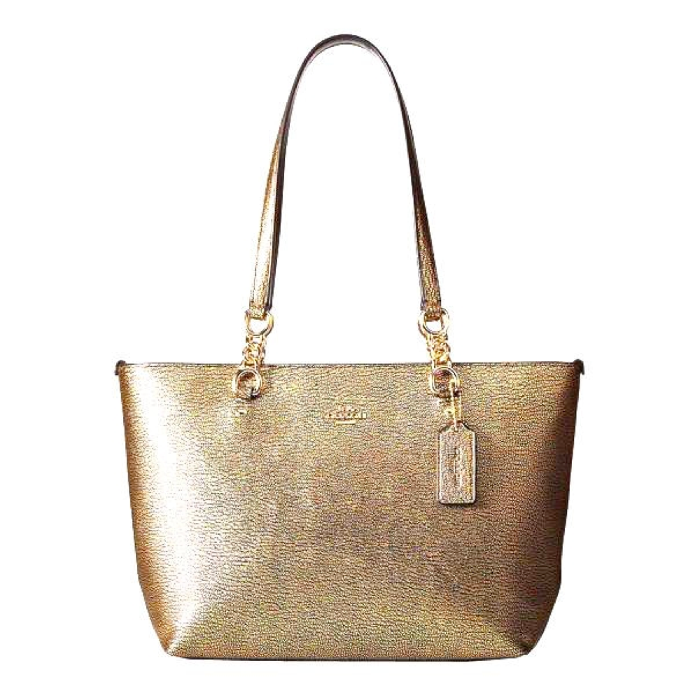 COACH แท้ COACH 37117 SOPHIA TOTE IN METALLIC PEBBLE LEATHER GOLD