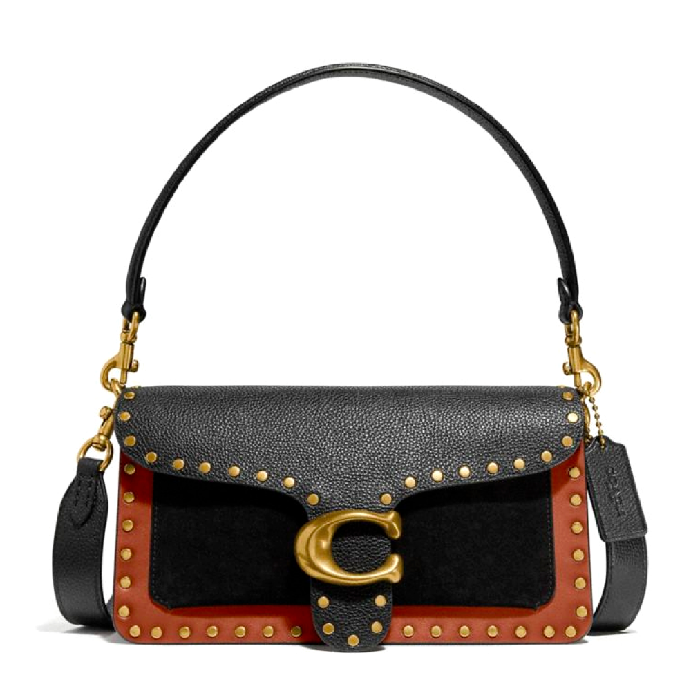 COACH แท้ COACH 79338 TABBY SHOULDER BAG 26 WITH RIVETS IN LEATHER Black