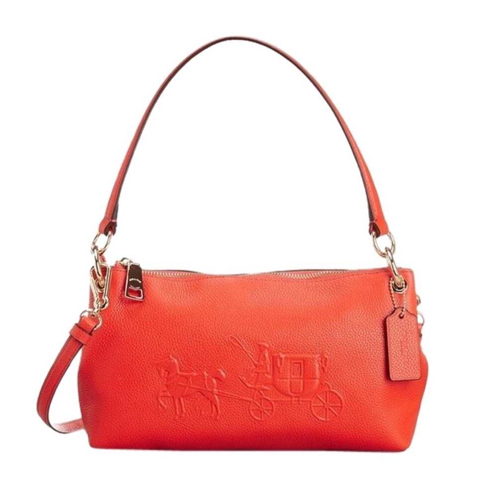 COACH แท้ COACH 33521 EMBOSSED HORSE AND CARRIAGE CHARLEY CROSSBODY IN PEBBLE LEATHER Watermelon
