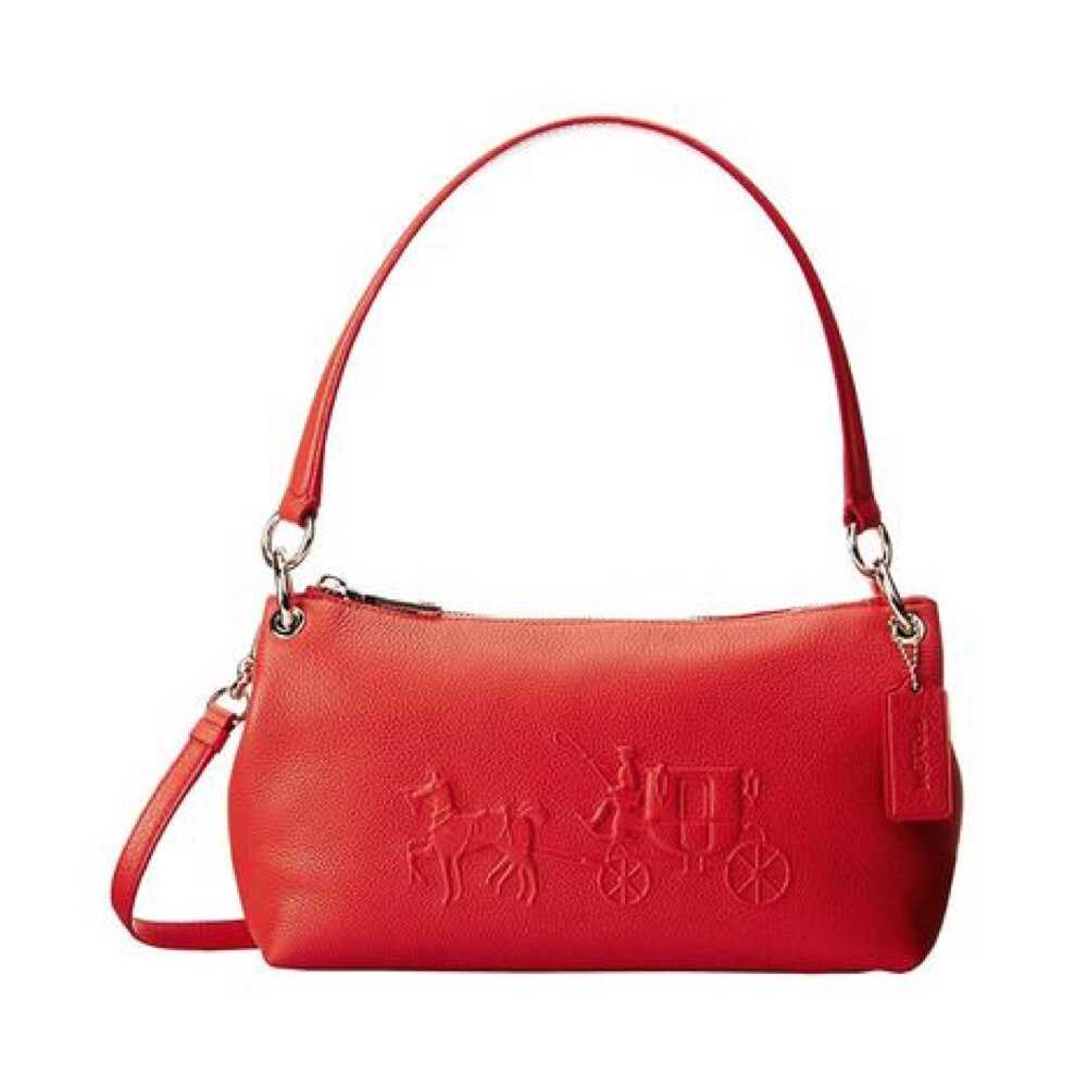 COACH แท้ COACH 33521 EMBOSSED HORSE AND CARRIAGE CHARLEY CROSSBODY IN PEBBLE LEATHER Red