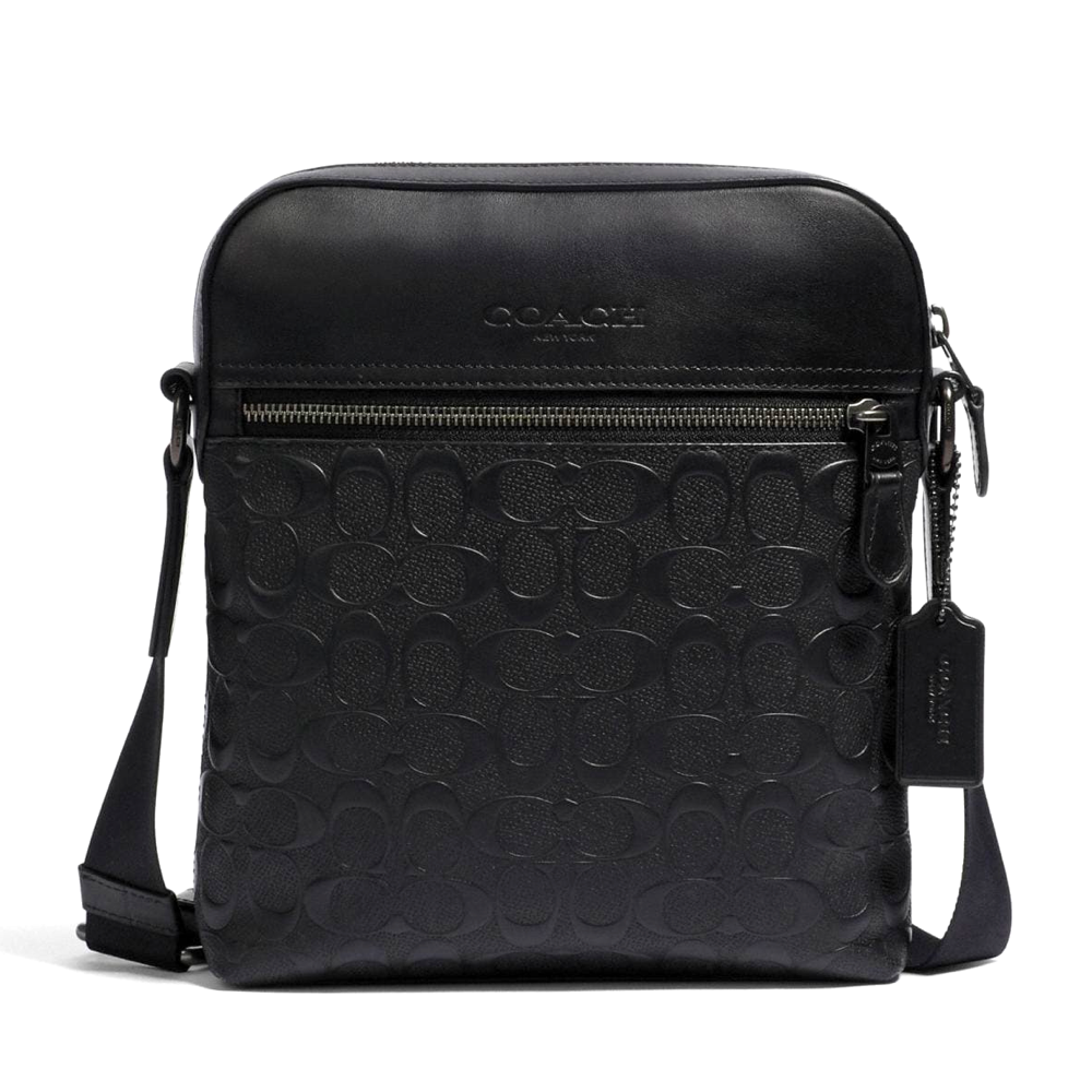 COACH แท้ COACH 4009 MEN HOUSTON FLIGHT BAG IN SIGNATURE LEATHER BLACK