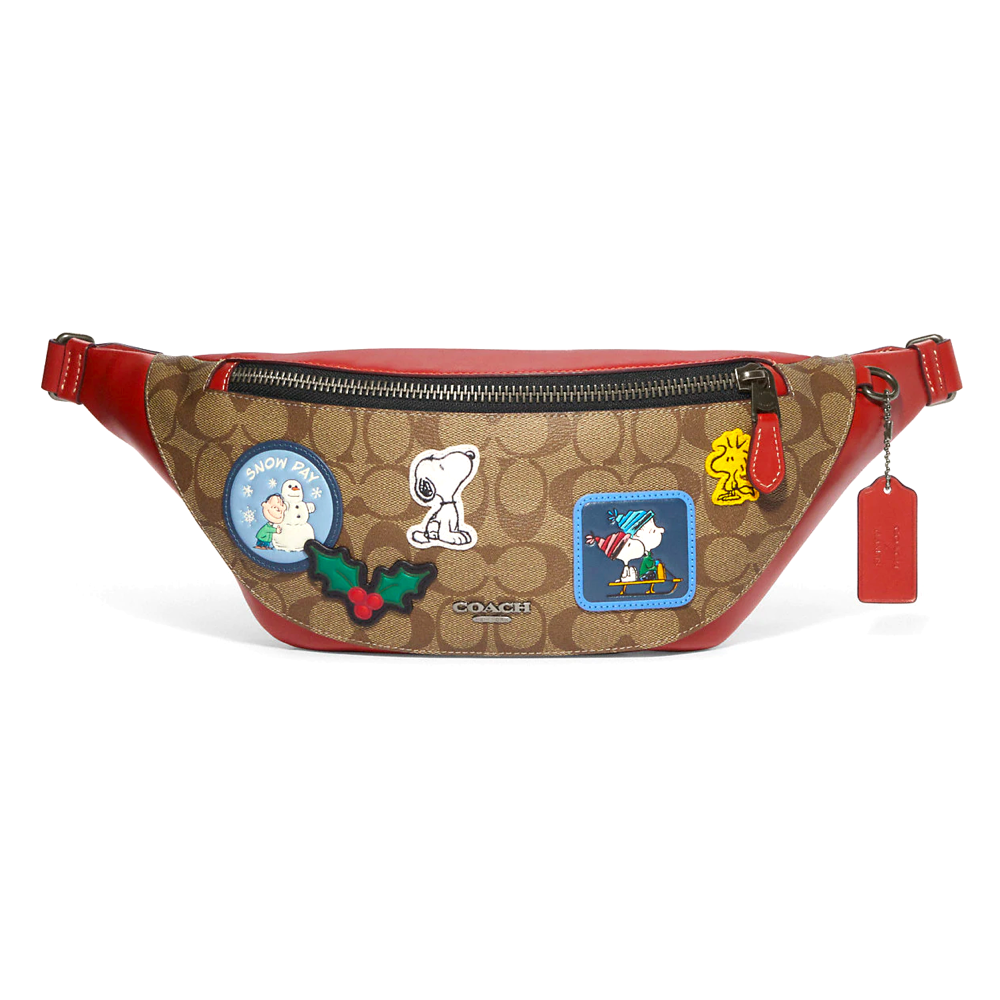 COACH ของแท้ มือ 1 COACH CE541 Coach X Peanuts Warren Belt Bag In Signature Canvas With Patches