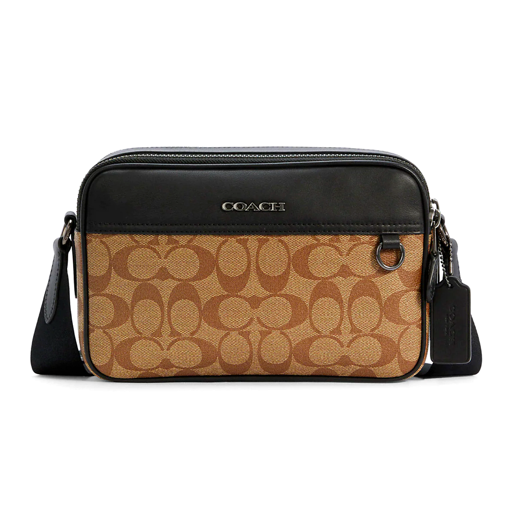COACH แท้ COACH C4149 MEN GRAHAM CROSSBODY BAG IN SIGNATURE COATED CANVAS Khaki
