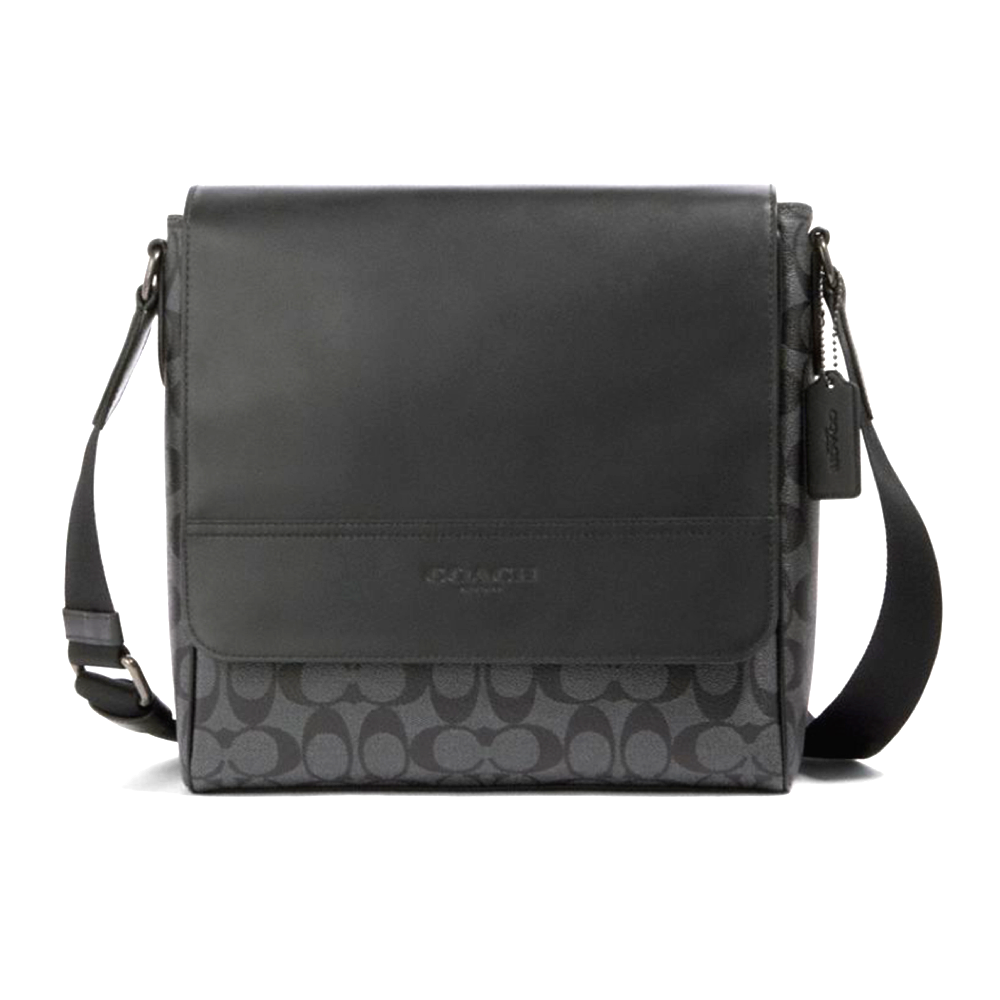 COACH แท้ COACH 573 Men Signature Coated Canvas Houston Map Bag Black