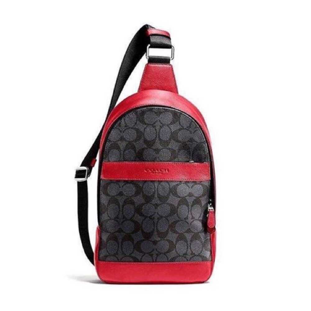 COACH แท้ COACH 72043 CAMPUS PACK IN SIGNATURE COATED CANVAS AND LEATHER True Red