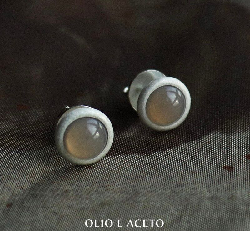 OLIO E ACETO silver grey agate earrings